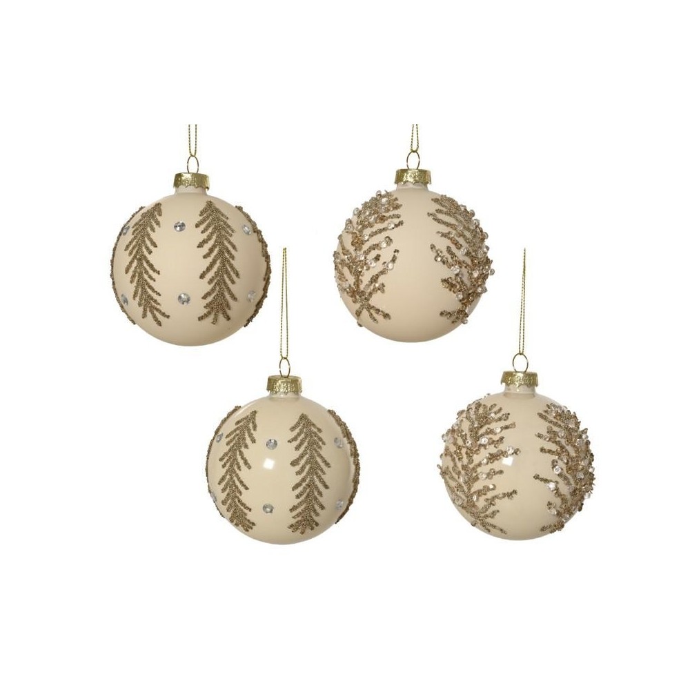 SFERA VETRO RAMI STRASS D.8 CREAM